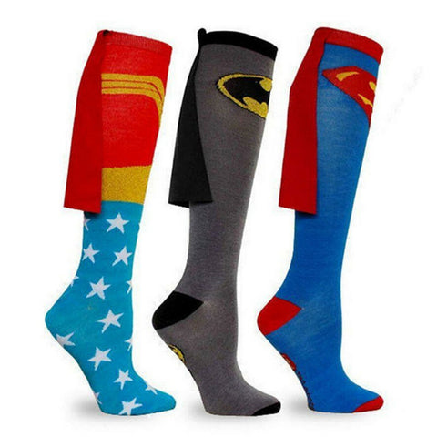 Super Hero Supermen Batmen Adult Unisex Cotton Knee High Sport Socks