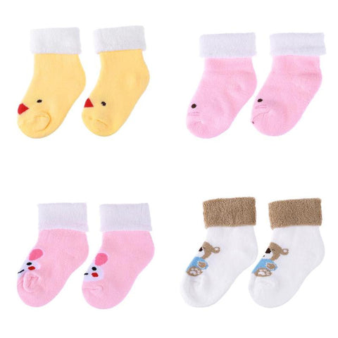 Winter Newborn Baby Cartoon Animal Loop Pile Warm Casual Indoor Floor Socks